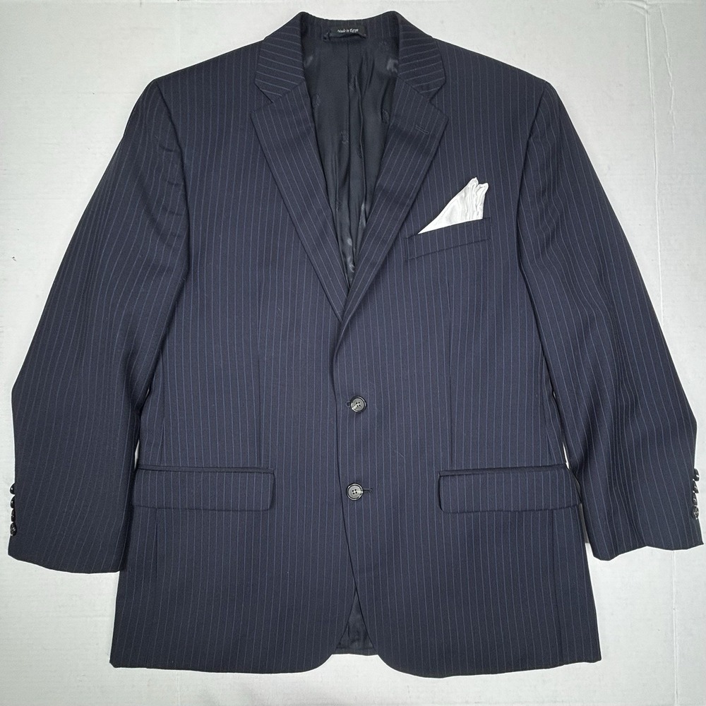Lauren Ralph Lauren Mens 42R Navy Blue Pinstriped 2-Pc Suit Wythe Wool 36X28 EUC - Picture 2 of 16